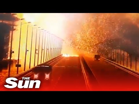 Youtube: Crimea bridge is blown up in explosion as Russia blames 'truck bomb' attack