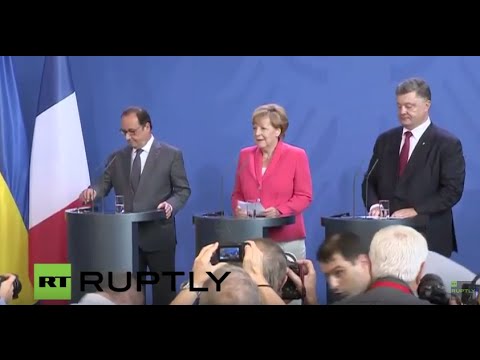 Youtube: LIVE: Hollande, Merkel and Poroshenko hold press conference following their meeting