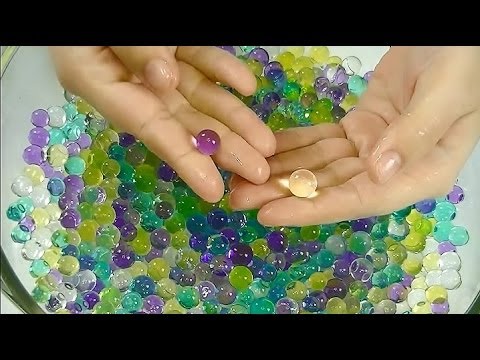 Youtube: Satisfying ASMR: Binaural Sound Assortment With Kinetic Sand, Water Gems/Marbles, & Drawing in Sand