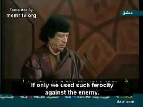 Youtube: Gaddafi speech:'America hanged Saddam and we might be next! (with English)