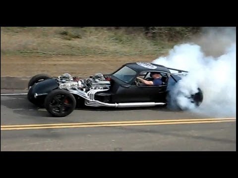 Youtube: V16 HOT ROD (Twin V8) doing a burnout, part 2