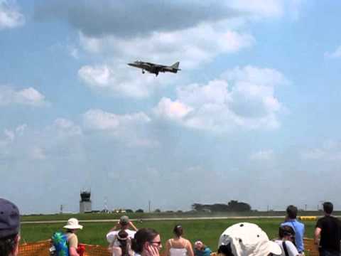 Youtube: Harrier jet stopping in midair then landing.