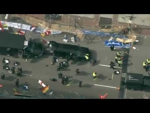 Youtube: Boston Marathon finish line: aerial view of the aftermath