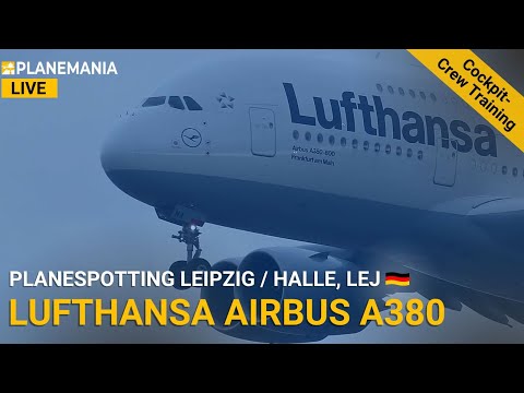 Youtube: Planespotting LIVE Airbus A380 Cockpit-Crew-Training am Flughafen Leipzig Halle, Runway 26R / 08L