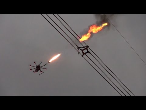 Youtube: Flame Throwing Drone Helps Remove Net on UHV Power Line