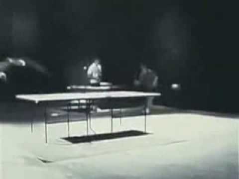 Youtube: Bruce Lee playing table tennis with nunchucks.