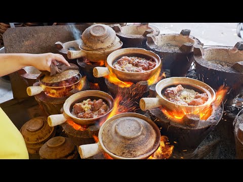 Youtube: Unique cooking！Grilled Chicken Rice in Claypot, Claypot Sausage Rice / 炭香噴發！瓦煲雞飯, 臘味煲仔飯製作 - 街頭美食