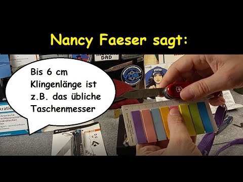 Youtube: Frau Faeser sagt, übliche Taschenmesser gehen bis 6cm Klingenlänge!? Waffengesetz Messerverbot