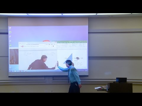 Youtube: Math Professor Fixes Projector Screen (April Fools Prank)