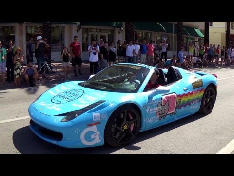 Youtube: Deadmau5 on Crazy Nyan Cat Ferrari PURRARI 458 Spider Winner of  Gumball 3000 2014 Miami 2 Ibiza