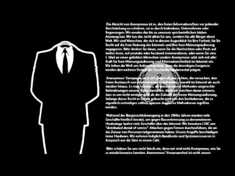 Youtube: ANONYMOUS Video Botschaft 09.12.2010 deutsch