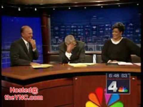 Youtube: News reader cannot stop laughing at model falling over!