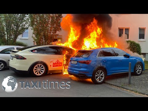 Youtube: Tesla Model X-Taxi wird in Frankfurt Opfer der Flammen