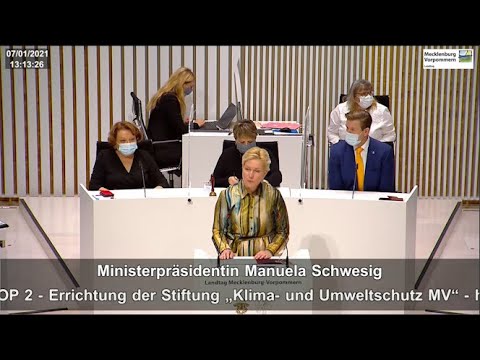 Youtube: Errichtung der Stiftung „Klima- und Umweltschutz MV“ - Manuela Schwesig