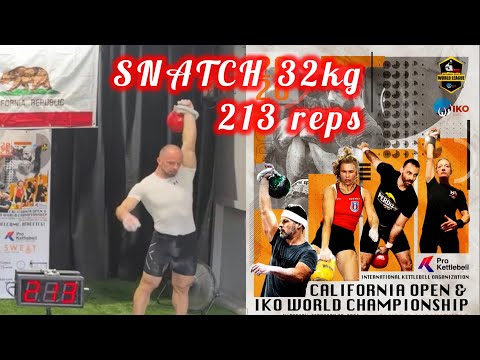 Youtube: 213reps in 10min SNATCH 32kg for CaliOpen | 2026 IKO World Championship