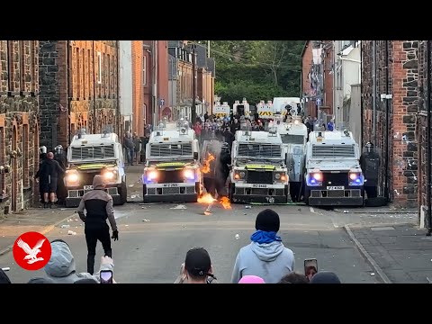 Youtube: Violent protests erupts in Ballymena as police targeted and cars set on fire