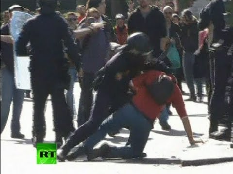 Youtube: Video: Street battles across Europe as general strike turns violent