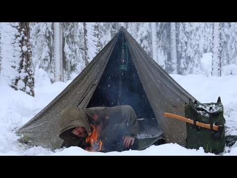 Youtube: 3 Days Solo Winter Wild Camping - Hiking Off Trail in Snow - Lavvu Shelter