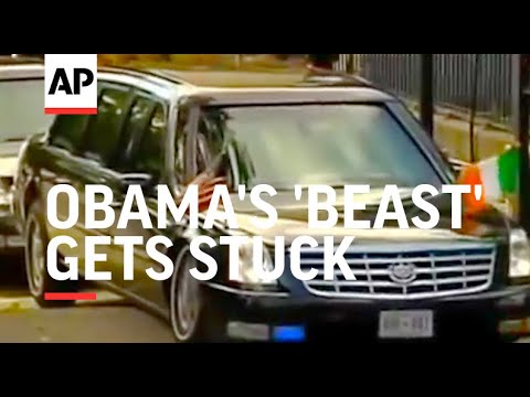 Youtube: Obama's 'beast' gets stuck on ramp during visit