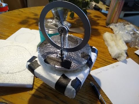 Youtube: Stirling engine without heat sink (Start time: 1:38 PM July 19, 2020)