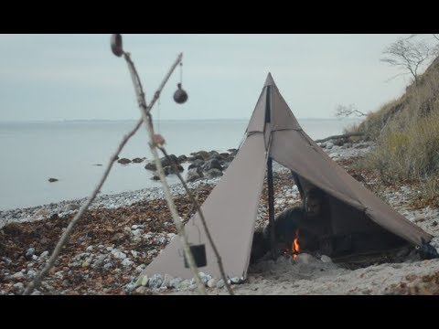 Youtube: 3 days solo bushcraft - canvas tent, cooking on hot stone, adjustable pot hanger