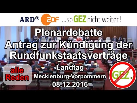 Youtube: Antrag zur Kündigung der Rundfunkstaatsverträge - Plenardebatte Landtag Mecklenburg Vorpommern