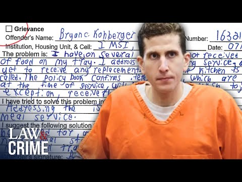 Youtube: Bryan Kohberger's Creepy Handwritten Prison Complaints RELEASED