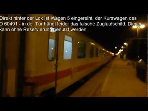 Youtube: Fahrt mit D 60491 Hamburg - Nürnberg (Kurswagen von EN 491) - ehem. 1. Klasse Abteilwagen!