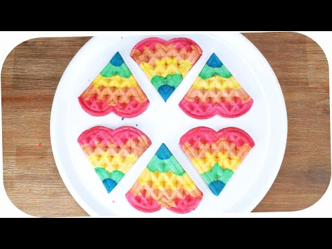 Youtube: How to Make RAINBOW WAFFLES! Easy Rainbow Waffle Recipe - Regenbogen Waffeln backen - Waffel Rezept