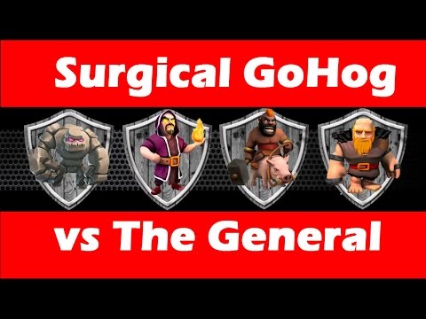 Youtube: Clash Of Clans - Surgical GoHog vs The General Base [Maxed Defenses Th9]