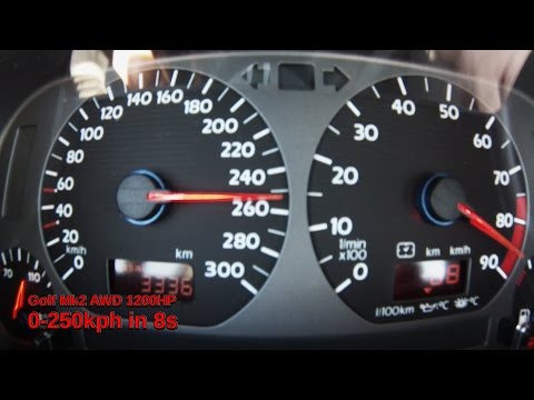 Youtube: VW Golf Mk2 1233HP 0-250 in 8s Video 2015
