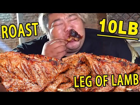 Youtube: Brother Monkey roasted a leg of lamb for two hours, taking big bites full of grease!#eating #eat