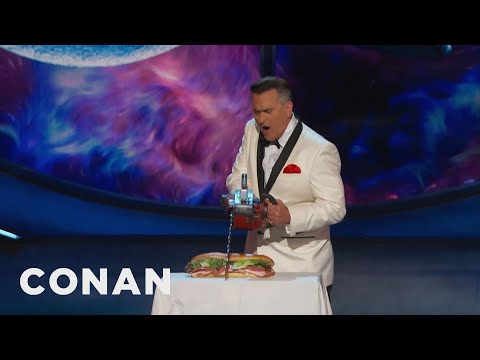 Youtube: Bruce Campbell Cuts Conan's Sandwich, "Evil Dead" Style | CONAN on TBS