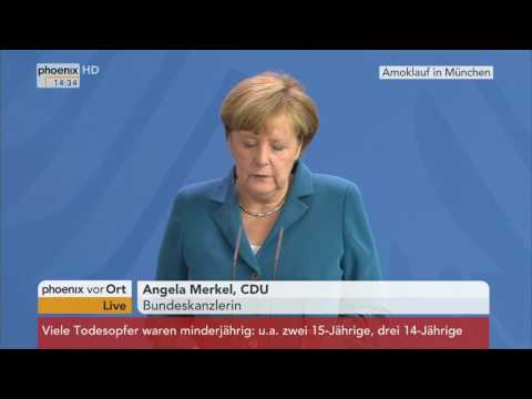 Youtube: Anschlag in München: Statement von Angela Merkel am 23.07.2016