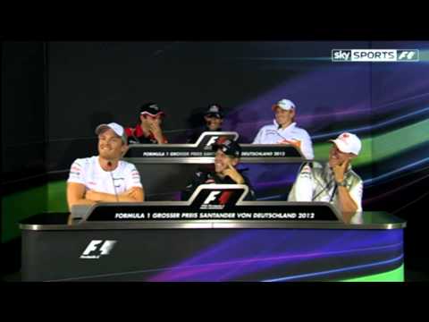 Youtube: F1 2012 Germany Press Conference - Having fun with the microphones.