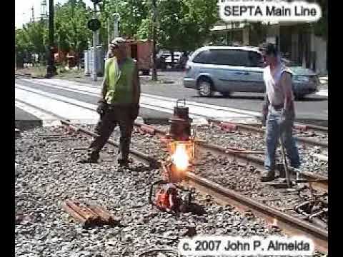 Youtube: SEPTA Track department doing a thermite weld on rails in Lansdale PA