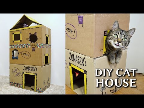 Youtube: EPIC cardboard cat house DIY