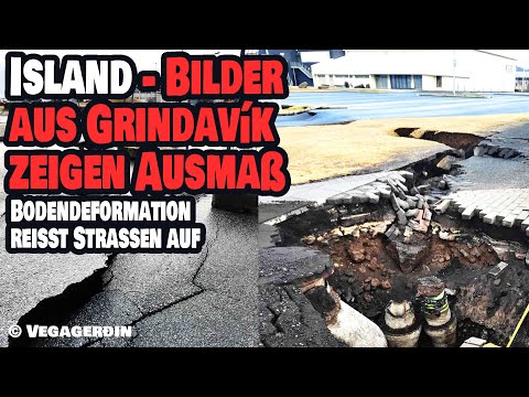 Youtube: Island - Bilder aus Grindavík zeigen Ausmass - Bodendeformation reisst Strassen auf