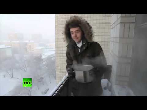 Youtube: Crazy Russian Winter: What happens to boiling water at -41C?