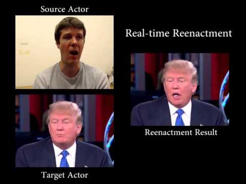 Youtube: Face2Face: Real-time Face Capture and Reenactment of RGB Videos (CVPR 2016 Oral)