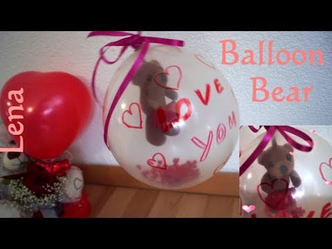 Youtube: Valentinstags Gschenk Idee - Teddy Bär im Luftballon DIY - DIY Balloon Bear DIY - мишка в шарике