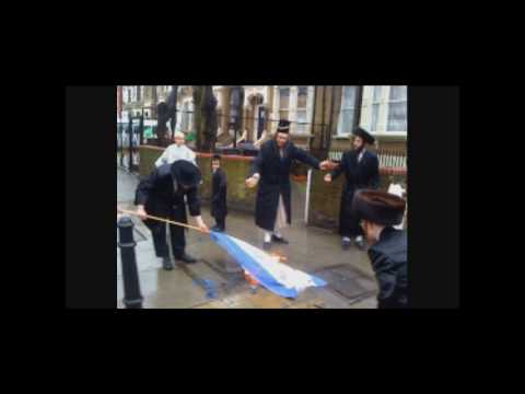 Youtube: Orthodox Jews burn Israeli flag in London