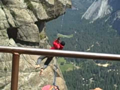 Youtube: Crazy German guy walking tightrope over Yosemite falls Part 2