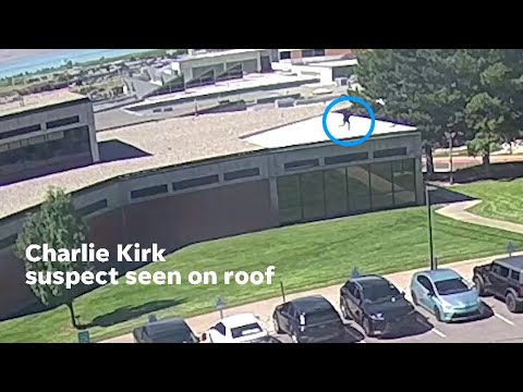 Youtube: Suspected Charlie Kirk shooter seen in surveillance video jumping off roof post-assassination