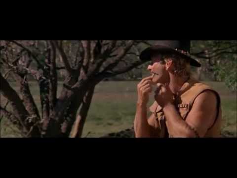 Youtube: Crocodile Dundee shaving with knife