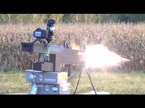 Youtube: Backyard RAILGUN: Field Testing the 250 lb Electric Gun, 27,000 Joule (max)