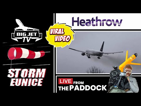 Youtube: LIVE: Storm Eunice at London Heathrow Airport
