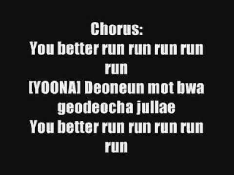 Youtube: Run Devil Run - SNSD Lyrics.