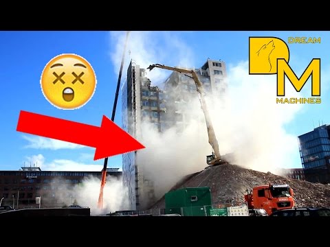 Youtube: BAGGER LÄSST GEBÄUDE EINSTÜRZEN CATERPILLAR 385C LONGFRONT BAGGER ABBRUCH AM HOCHHAUS DREAM MACHINES