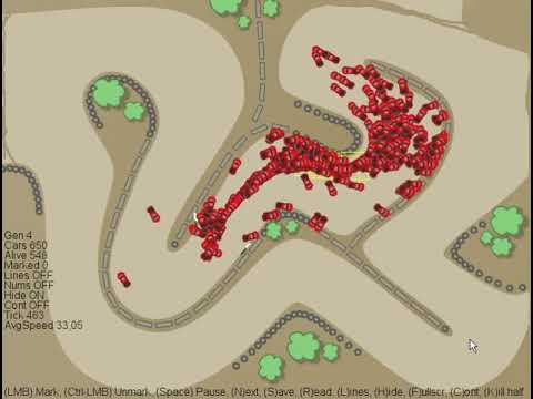 Youtube: Neural network racing cars around a track